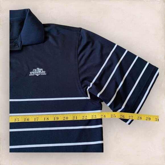 FootJoy Polo Shirt Men’s Size Large Blue White Stripes Golf Club Logo Preppy - Picture 3 of 5